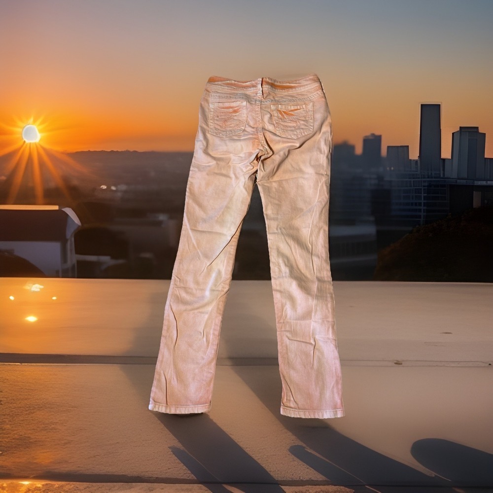 Womens Silver Jeans Suki Skinny Peach Coral Low Rise‎ Jeans Size 28 x 31